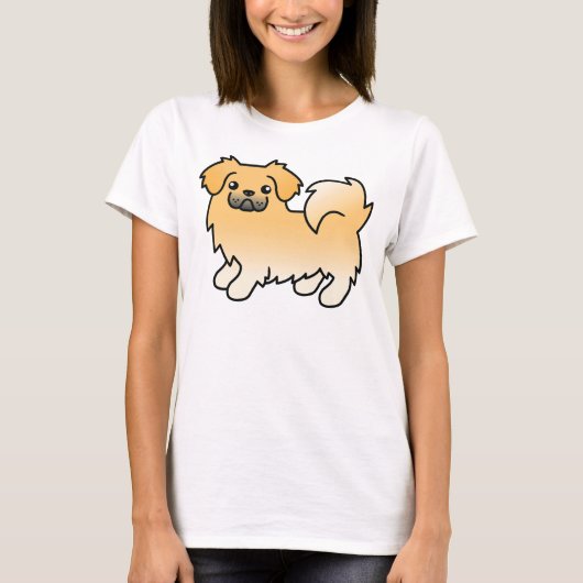 Fawn Tibetan Spaniel Niedlich Cartoon Dog T-Shirt (Vorderseite)