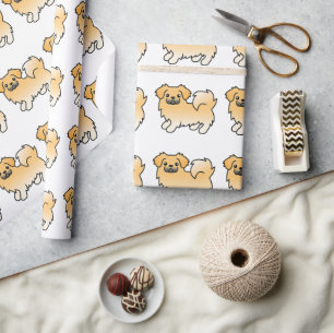 Fawn Tibetan Spanisch Niedlich Cartoon Dog Pattern Geschenkpapier