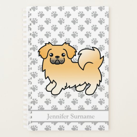 Fawn Tibetan Spanisch Niedlich Cartoon Dog & Text Planer (Vorderseite)