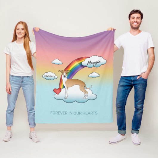 Fawn und Weiß Italian Greyhound Regenbogen Gedenkb Fleecedecke (Beispiel)