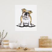 Fawn White Bulldog Sit Hübsch Poster (Küche)