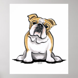 Fawn White Bulldog Sit Hübsch Poster
