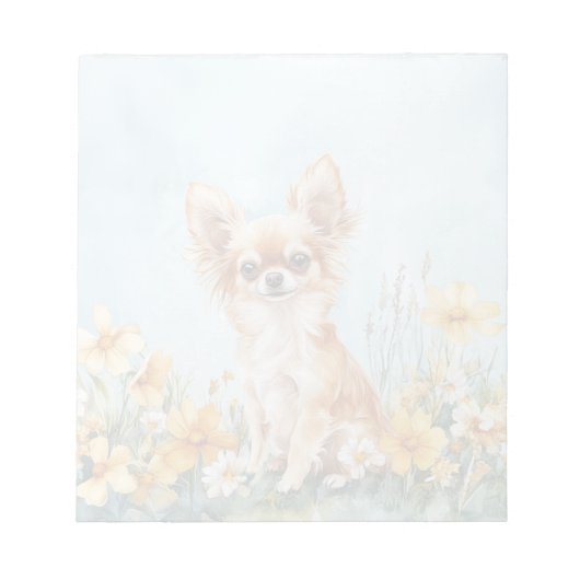 Fawn & White Chihuahua - 5,5" x 6" Notepad Notizblock (Vorderseite)