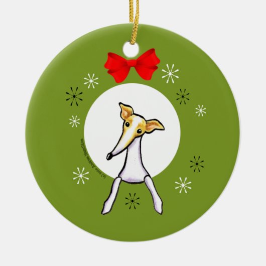Fawn White Italian Greyhound Christmas Classic Keramikornament (Vorne)