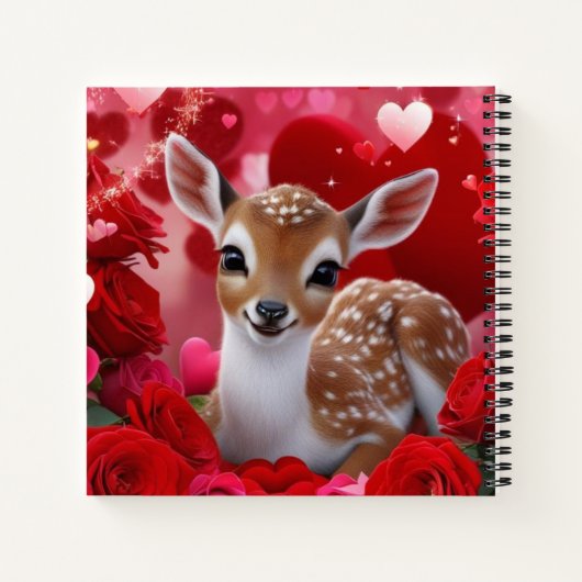 Fawn with Hearts & Rose Notizblock (Rückseite)