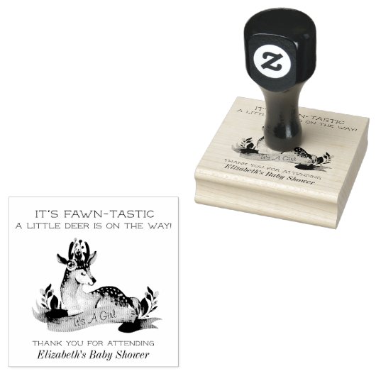 Fawntastic Deer It's a Girl Baby Shower Briefmarke Gummistempel (Stempel)
