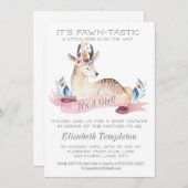 Fawntastic Deer It's a Girl Baby Shower Einladung (Vorne/Hinten)