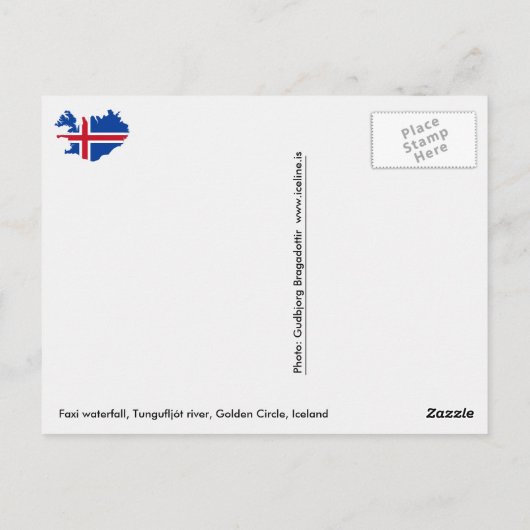 Faxi, Wasserfall, Goldener Kreis, Island Postkarte (Rückseite)