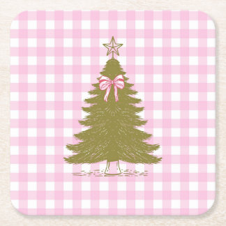 Faye and Lauren Pink Holiday Paper Coaster Rechteckiger Pappuntersetzer