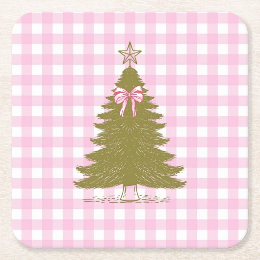 Faye and Lauren Pink Holiday Paper Coaster Rechteckiger Pappuntersetzer (Vorderseite)