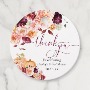 Faye Burgund Herbst Blumen Danksagung Geschenkanhänger