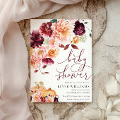 Faye Burgundy Bloral Herbst Babydusche Einladung