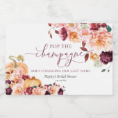 Faye Burgundy Fall Floral Pop Der Champagner Schaumweinetikett (Einzelnes Label)