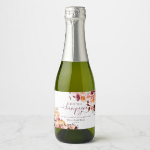 Faye Burgundy Fall Floral Pop Der Champagner Schaumweinetikett