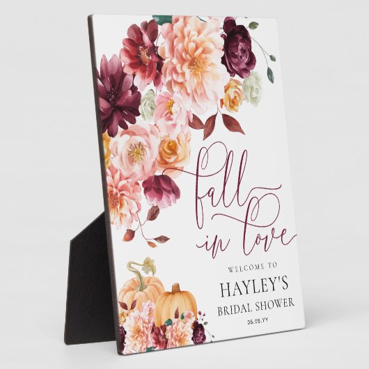 Faye Fall in Liebe Brautparty Begrüßungszeichen Fotoplatte (Seite)