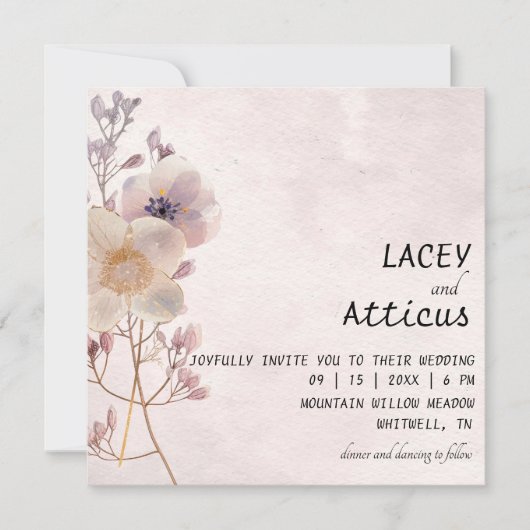 Faye Floral Wedding Einladung (Vorderseite)