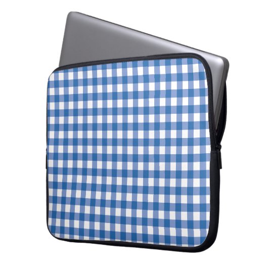 Faye & Lauren Blue Gingham Laptopschutzhülle (Vorderseite Links)