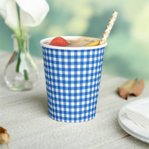 Faye & Lauren Blue Gingham Pappbecher