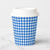 Faye & Lauren Blue Gingham Pappbecher (Vorderseite)