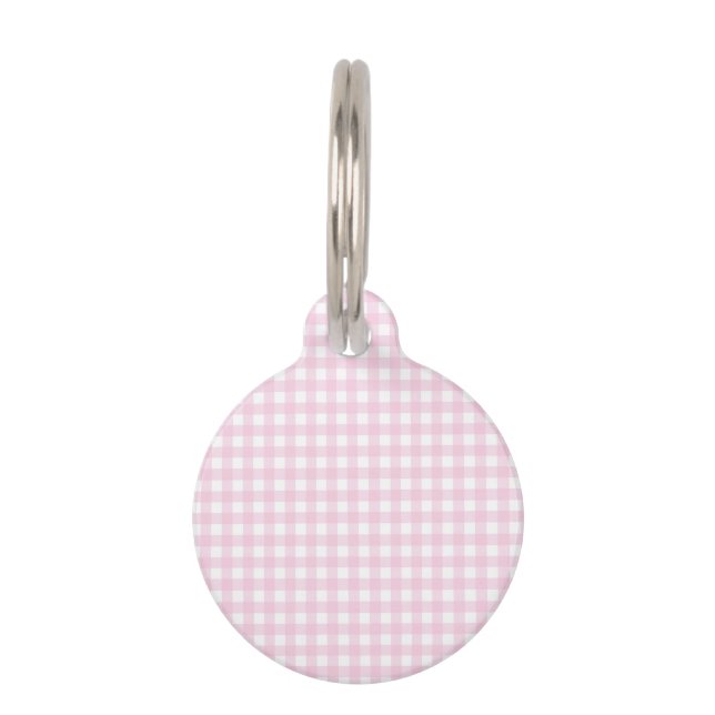Faye & Lauren Pink Gingham Haustiermarke (Vorderseite)