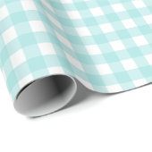 Faye und Lauren Aqua Blue Gingham Geschenkpapier (Rolleneckpunkt)