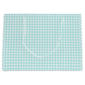 Faye und Lauren Aqua Blue Gingham Paper Große Geschenktüte (Vorderseite)