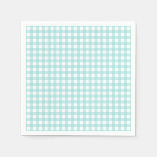 Faye und Lauren Aqua Blue Gingham Paper Serviette (Vorderseite)