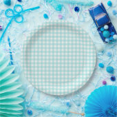 Faye und Lauren Aqua Blue Gingham Pappteller (Party)