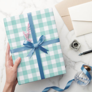 Faye und Lauren Aqua Kariert Geschenkpapier