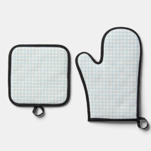 Faye und Lauren Baby Blue Gingham Ofenhandschuh & Topflappen-Set