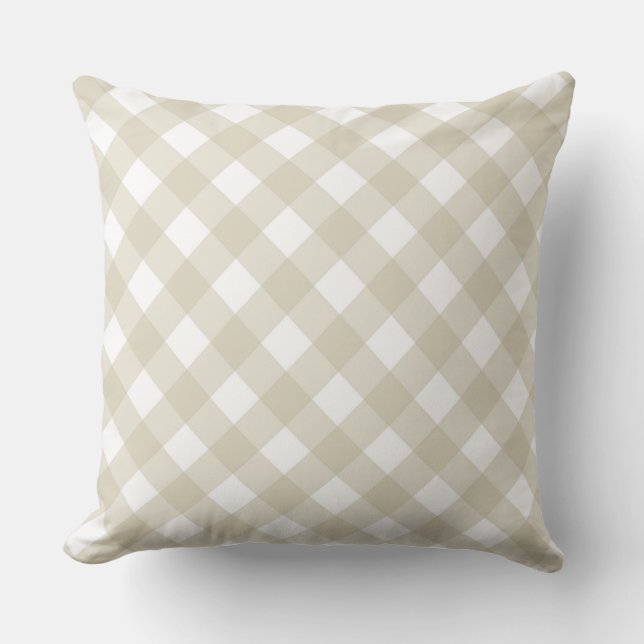Faye und Lauren Beige Gingham Kissen (Vorderseite)