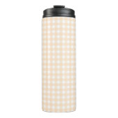 Faye und Lauren Beige Gingham Thermosbecher (Vorderseite)