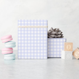 Faye und Lauren Blue Pastel Gingham Geschenkpapier