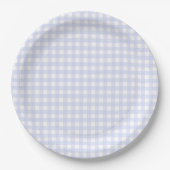 Faye und Lauren Blue Pastel Gingham Pappteller (Vorderseite)