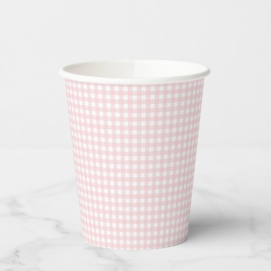 Faye und Lauren Blush Gingham Pappbecher (Links)