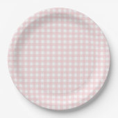 Faye und Lauren Blush Gingham Pappteller (Vorderseite)