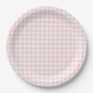 Faye und Lauren Blush Gingham Pappteller