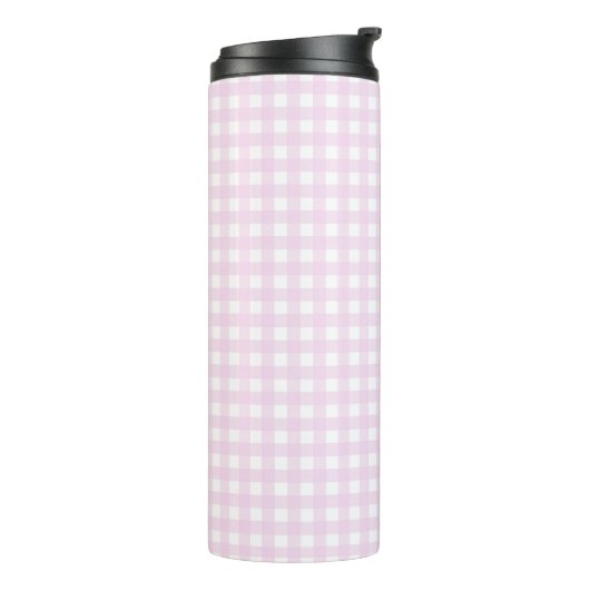 Faye und Lauren Bright Pink Gingham Thermosbecher (Nach links gedreht)