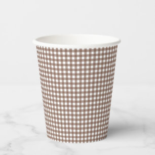 Faye und Lauren Brown Gingham Pappbecher