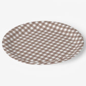 Faye und Lauren Brown Gingham Pappteller (Schrägansicht)