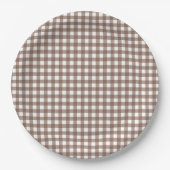 Faye und Lauren Brown Gingham Pappteller (Vorderseite)
