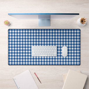 Faye und Lauren Dark Blue Gingham Schreibtischunterlage