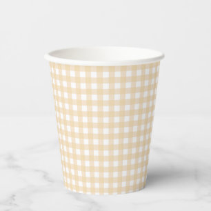 Faye und Lauren Fall Beige Gingham Pappbecher