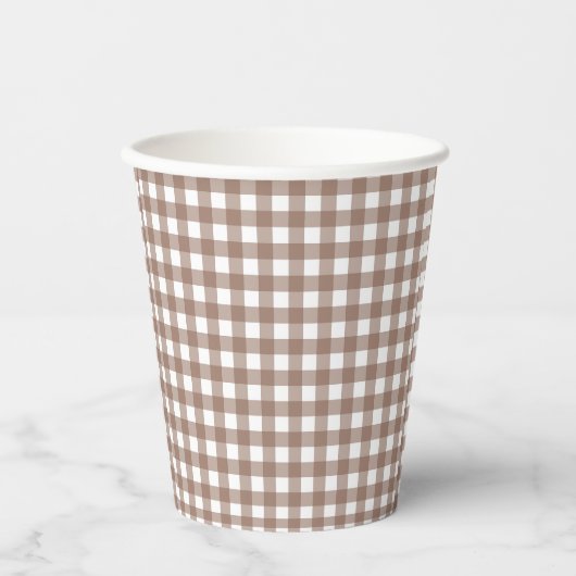 Faye und Lauren Fall Chocolate Brown Gingham Pappbecher (Vorderseite)