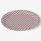 Faye und Lauren Fall Dark Brown Gingham Pappteller (Schrägansicht)