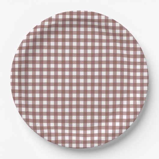 Faye und Lauren Fall Dark Brown Gingham Pappteller (Vorderseite)