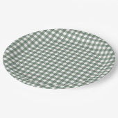 Faye und Lauren Fall Dark Green Gingham Pappteller (Schrägansicht)