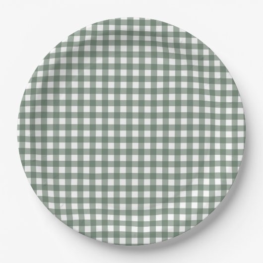 Faye und Lauren Fall Dark Green Gingham Pappteller (Vorderseite)
