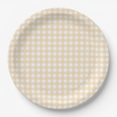 Faye und Lauren Fall Gingham Beige Pappteller (Vorderseite)