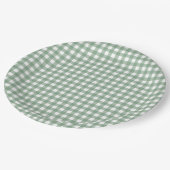 Faye und Lauren Fall Green Gingham Pappteller (Schrägansicht)